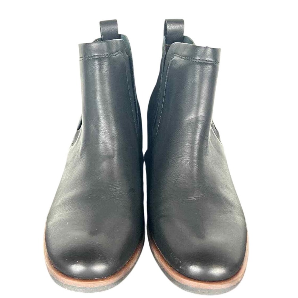 Korks Black‎ Leather Chelsea Boots Block Heel Women's Size 6M